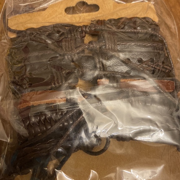 CASDAN 6 Pieces Braided Leather Bracelets Woven Cuff Wrap Bracelets In Brown - Picture 3 of 3